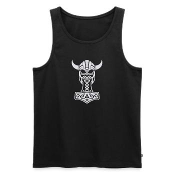 Mjolnir Viking Tribal – Marteau de Thor - Débardeur bio Premium Homme - noir - Devant - AI Model Male 178 light (178cm)