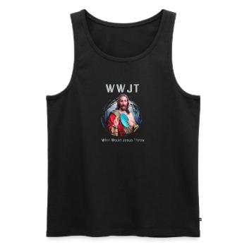 Lustiges Disc Golf Frisbee Jesus Geschenk - Männer Premium Bio Tank Top - Schwarz - Vorne - Michal (187cm)