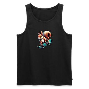 Skateboard Sport Squirrel Nuts Animal Lover - Men's Premium Organic Tank Top - black - Front - Michal (187cm)