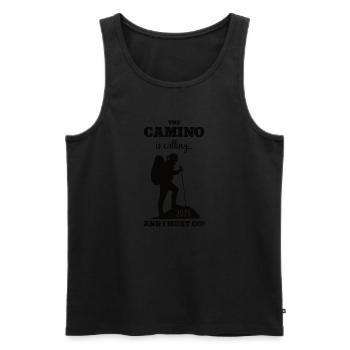 Wandertour Pilgern Pilgerreise 2023 Wanderer Tour - Männer Premium Bio Tank Top - Schwarz - Vorne - Michal (187cm)