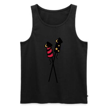 Silvester Feuerwerk Raketen - New year firework - Männer Premium Bio Tank Top - Schwarz - Vorne - AI Model Male 178 light (178cm)