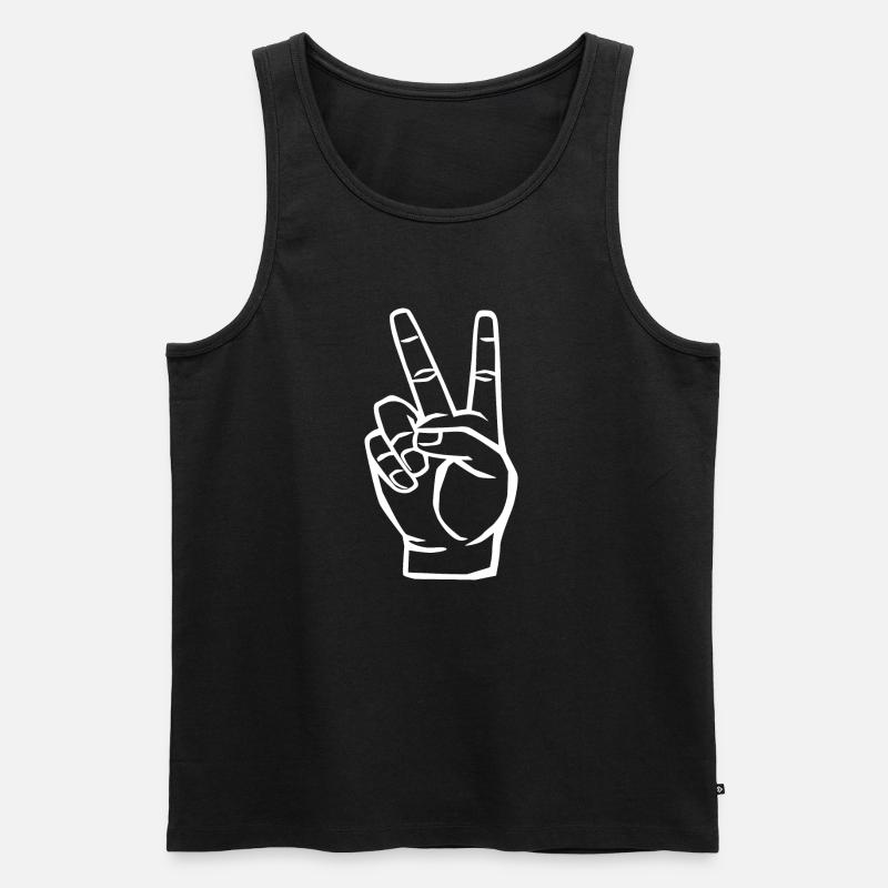 Peace Symbol - Victory Zeichen - Männer Premium Bio Tank Top - Schwarz