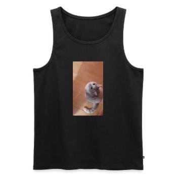 Katzenblick Neugier in Grau - Männer Premium Bio Tank Top - Schwarz - Vorne - AI Model Male 178 light (178cm)