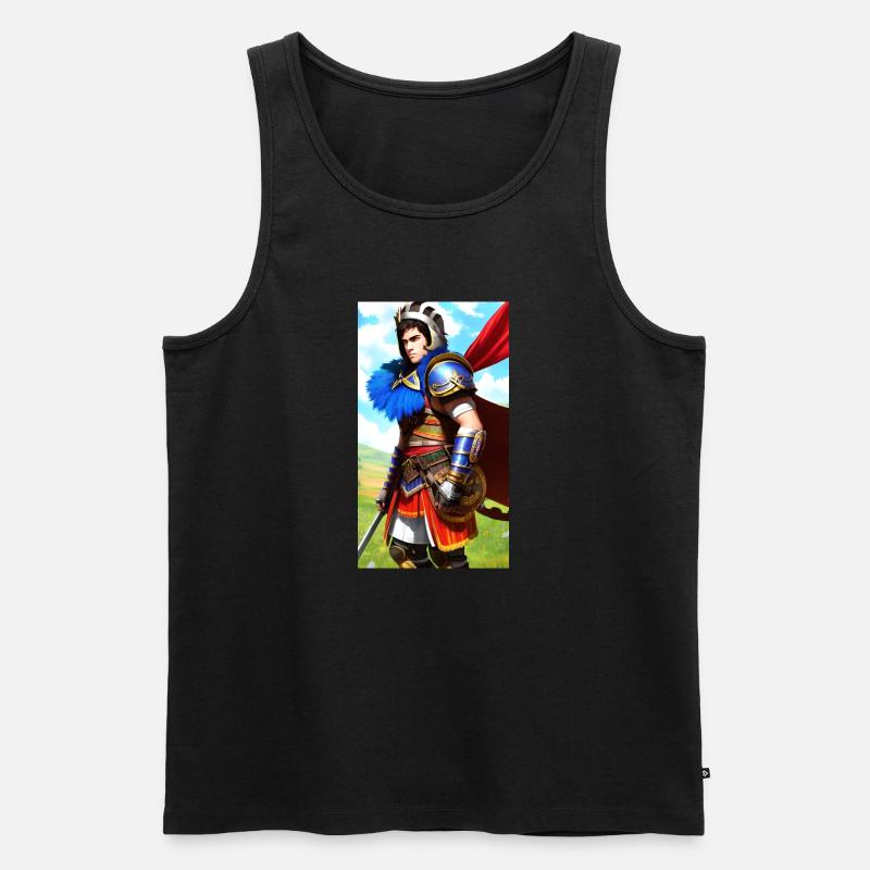 Mehrfarbiger Ritter Gladiator - Männer Premium Bio Tank Top - Schwarz