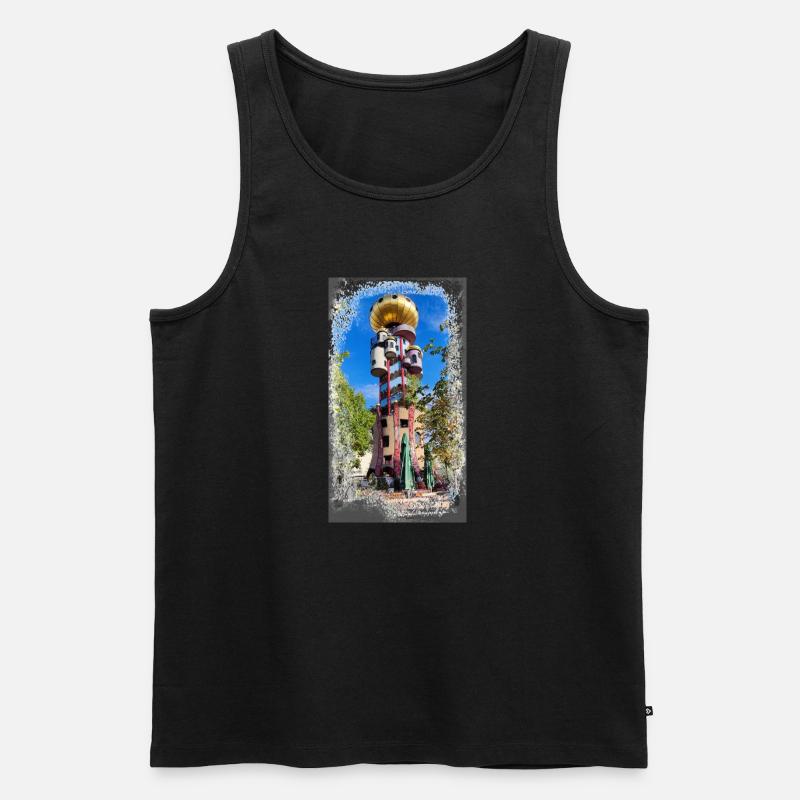 Hundertwasserturm beim Kuchlbauer - Männer Premium Bio Tank Top - Schwarz