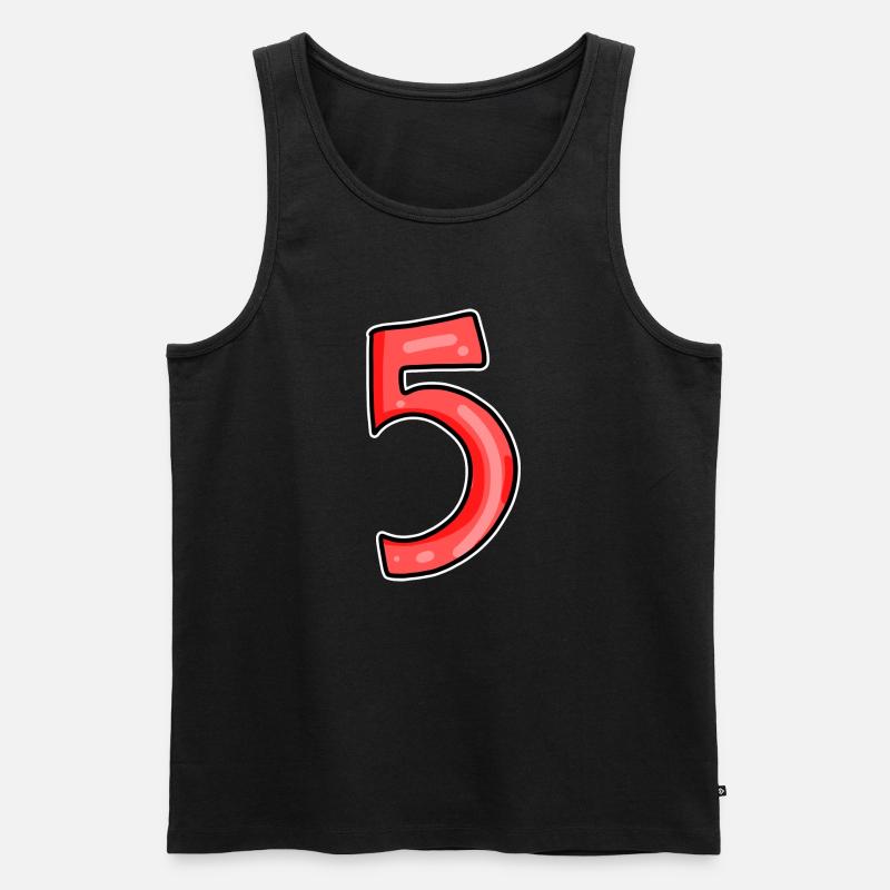 5 rot - Männer Premium Bio Tank Top - Schwarz