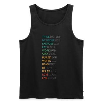 THINK POSITIVE - Men's Premium Organic Tank Top - black - Front - AI Model Male 178 light (178cm)
