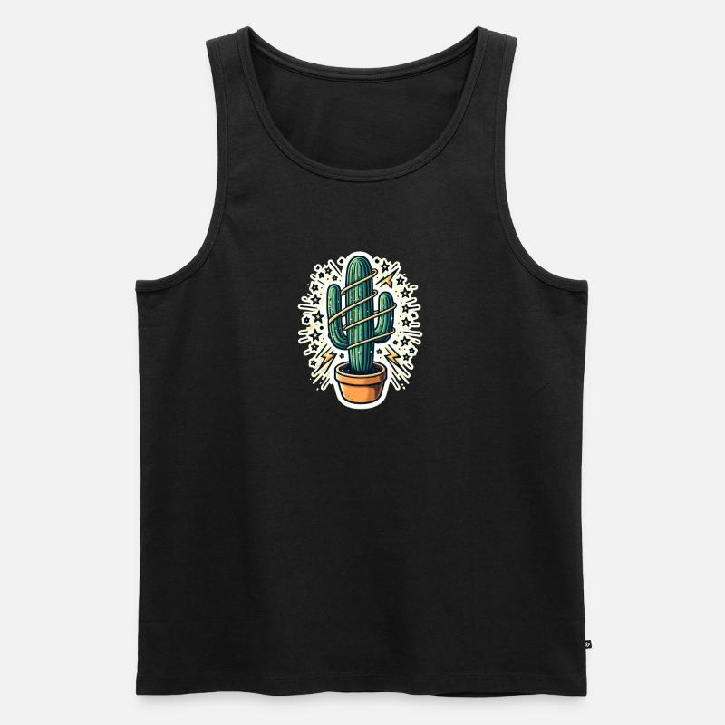 Kaktus - Männer Premium Bio Tank Top - Schwarz