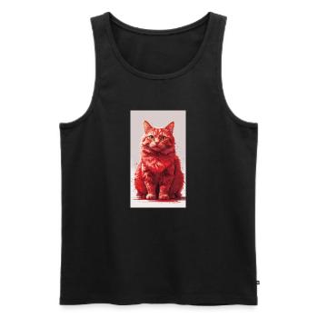 Red Cat Portrait Art Print - Men's Premium Organic Tank Top - black - Front - AI Model Male 178 light (178cm)