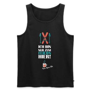 Apres-Ski - Ich bin nur zum feiern hier - Männer Premium Bio Tank Top - Schwarz - Vorne - Michal (187cm)