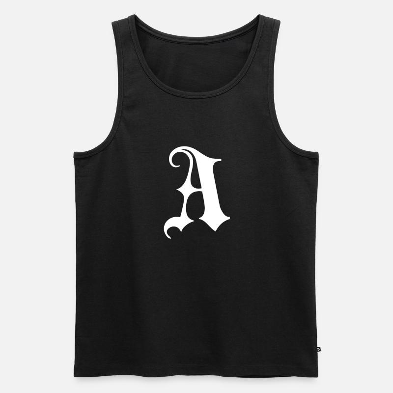 Gothic Monogram A Script - Men's Premium Organic Tank Top - black