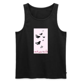Bouquet de fleurs aquarelles roses - Débardeur bio Premium Homme - noir - Devant - Michal (187cm)