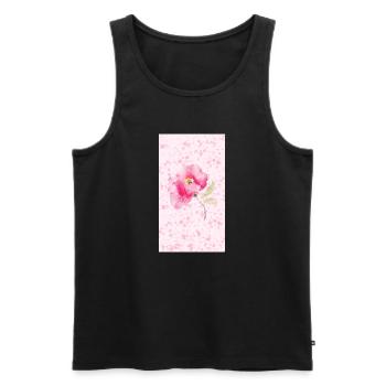 Bouquet de fleurs aquarelles roses - Débardeur bio Premium Homme - noir - Devant - Michal (187cm)