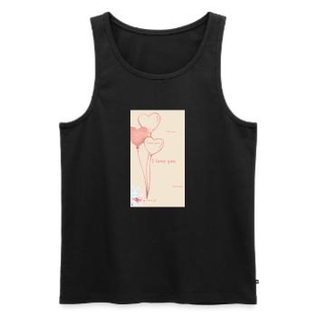 Bouquet de fleurs aquarelles roses - Débardeur bio Premium Homme - noir - Devant - Michal (187cm)