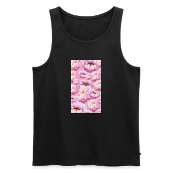 Bouquet de fleurs aquarelles roses - Débardeur bio Premium Homme - noir - Devant - Michal (187cm)