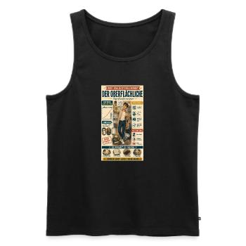 Der Oberflächliche – Denken darf tiefer gehen - Männer Premium Bio Tank Top - Schwarz - Vorne - Michal (187cm)