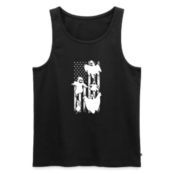 Ghost Halloween US Flag Halloween Ghost - Männer Premium Bio Tank Top - Schwarz - Vorne - Michal (187cm)