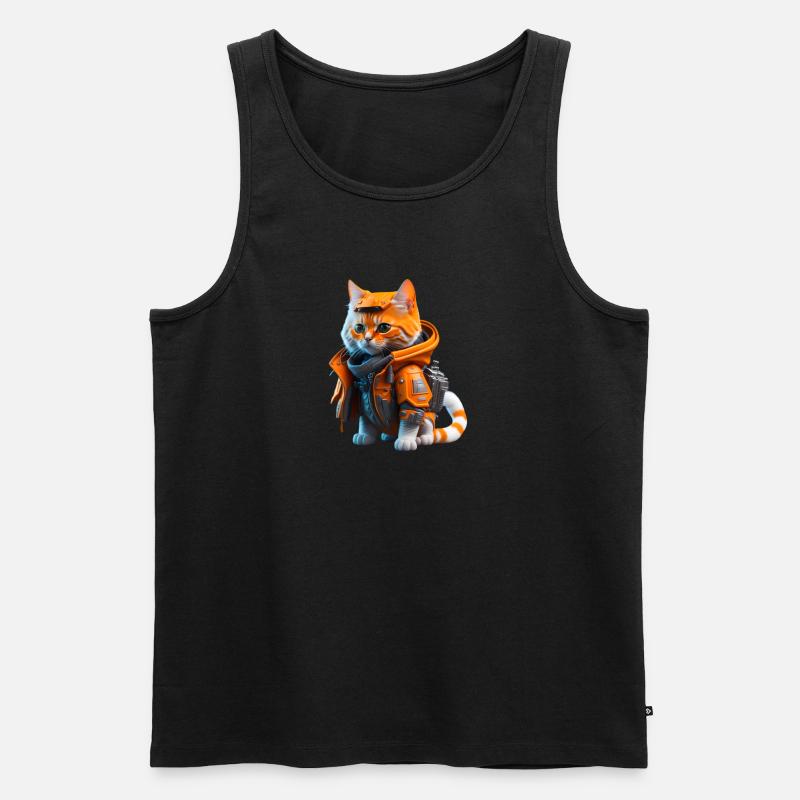 Die Weltraum Katze - Männer Premium Bio Tank Top - Schwarz