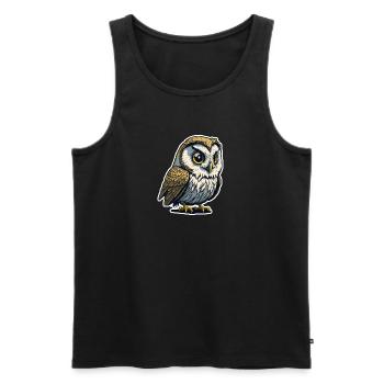 Eule 2 - Männer Premium Bio Tank Top - Schwarz - Vorne - AI Model Male 178 light (178cm)