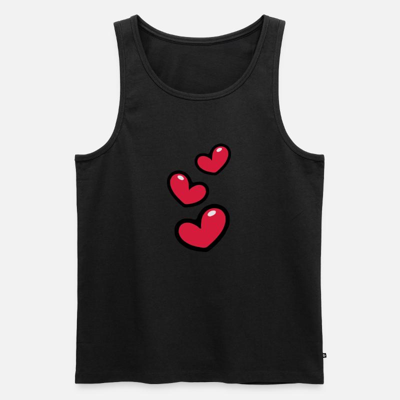 Herzen/Hearts - Männer Premium Bio Tank Top - Schwarz
