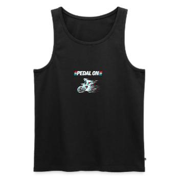 Sei ein Biker - Pedal On - Männer Premium Bio Tank Top - Schwarz - Vorne - AI Model Male 178 light (178cm)