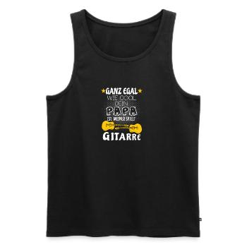 Mein Papa spielt Gitarre - Männer Premium Bio Tank Top - Schwarz - Vorne - Michal (187cm)