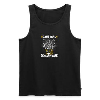 Mein Papa ist Schlagzeuger - Männer Premium Bio Tank Top - Schwarz - Vorne - Michal (187cm)
