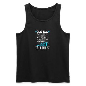 Kinder Triathlon T-Shirt - Papa ist Triathlet - Männer Premium Bio Tank Top - Schwarz - Vorne - Michal (187cm)