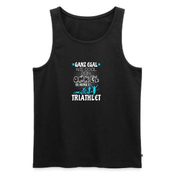 Kinder Triathlon T-Shirt - Onkel ist Triathlet - Männer Premium Bio Tank Top - Schwarz - Vorne - Michal (187cm)