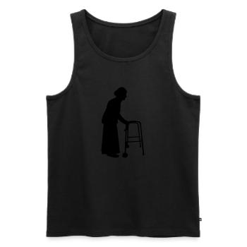 Granny with cane walking stick go Bock - Men's Premium Organic Tank Top - black - Front - Michal (187cm)