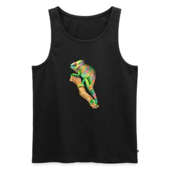 Chameleon Chameleon in the jungle on a branch - Men's Premium Organic Tank Top - black - Front - AI Model Male 178 light (178cm)