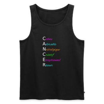CANCER Calme Adorable Nostalgique Créatif - Débardeur bio Premium Homme - noir - Devant - Michal (187cm)
