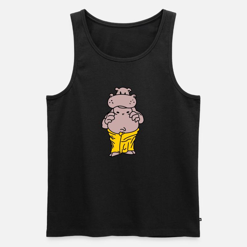 Sauna Flusspferd - Männer Premium Bio Tank Top - Schwarz