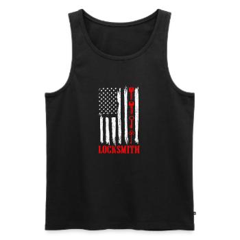 Key with USA flag - Locksmith's shop - Men's Premium Organic Tank Top - black - Front - Michal (187cm)