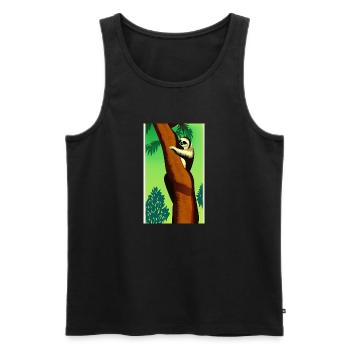Dessin de bande dessinée Paresseux (en allemand Faultier) Folivora - Débardeur bio Premium Homme - noir - Devant - AI Model Male 178 light (178cm)