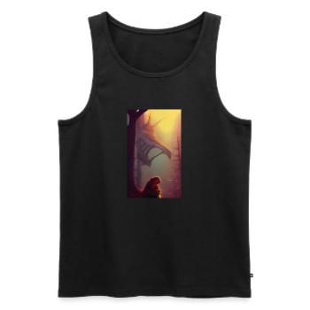 Creepy Horror Comic Alien on a strange planet land - Men's Premium Organic Tank Top - black - Front - Michal (187cm)