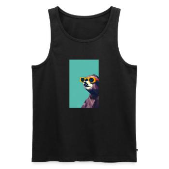Cooles Comic-Porträt eines Faultiers mit Sonnenbrille - Männer Premium Bio Tank Top - Schwarz - Vorne - AI Model Male 178 light (178cm)