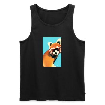 Panda rouge cool avec lunettes de soleil dessin comique été - Débardeur bio Premium Homme - noir - Devant - AI Model Male 178 light (178cm)
