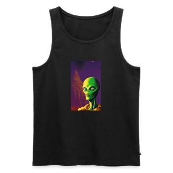 Creepy Horror Comic Alien on a strange planet - Men's Premium Organic Tank Top - black - Front - Michal (187cm)