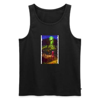 Creepy Horror Comic Alien on a strange planet - Men's Premium Organic Tank Top - black - Front - Michal (187cm)