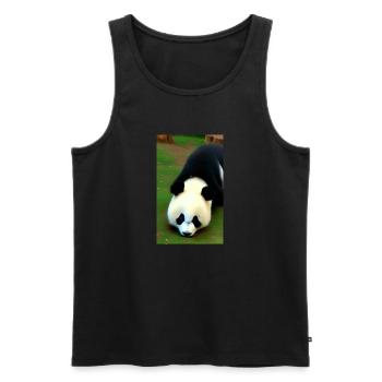 Panda cool portrait drawing close-up cool - Men's Premium Organic Tank Top - black - Front - AI Model Male 178 light (178cm)
