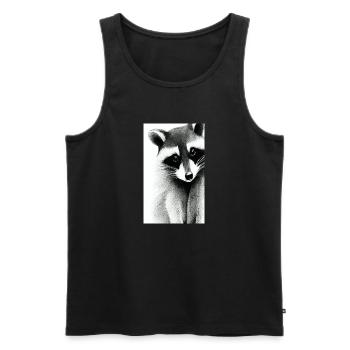 Comic-Karikatur eines nordamerikanischen Waschbären - Männer Premium Bio Tank Top - Schwarz - Vorne - AI Model Male 178 light (178cm)