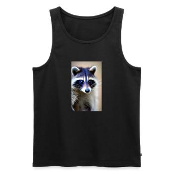Comic-Karikatur eines nordamerikanischen Waschbären - Männer Premium Bio Tank Top - Schwarz - Vorne - AI Model Male 178 light (178cm)