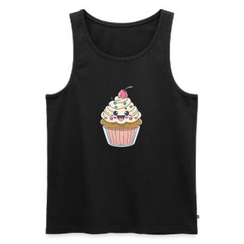 Kawaii Cute Happy Cupcake - Men's Premium Organic Tank Top - black - Front - AI Model Male 178 light (178cm)