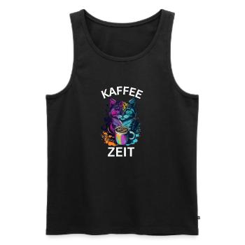 Kaffee Zeit - Männer Premium Bio Tank Top - Schwarz - Vorne - Michal (187cm)