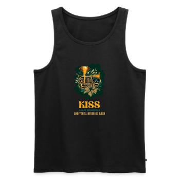 KÜSSE EINEN JAZZTROMPETER UND DU WIRST NIE BACH SPIELEN - Männer Premium Bio Tank Top - Schwarz - Vorne - Michal (187cm)