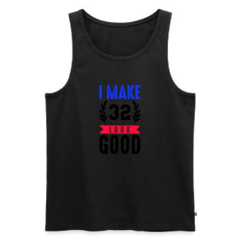 look good 32 - Men's Premium Organic Tank Top - black - Front - AI Model Male 178 light (178cm)