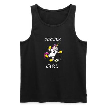 Soccer Unicorn Girl Saying - Men's Premium Organic Tank Top - black - Front - Michal (187cm)