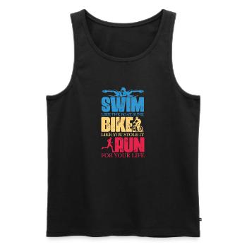 Swim like the Boat sunk Bike like you stole it Run - Männer Premium Bio Tank Top - Schwarz - Vorne - AI Model Male 178 light (178cm)