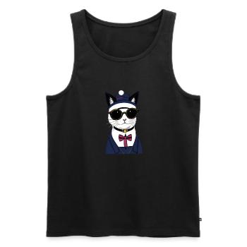 Cool cat with glasses - Men's Premium Organic Tank Top - black - Front - AI Model Male 178 light (178cm)